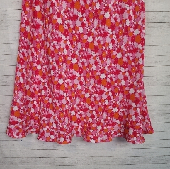 VINTAGE EXPRESS 90'S Y2K FLORAL BABYDOLL MIDI DRESS W RUFFLE HEM, SZ 9/10 - Picture 6 of 14